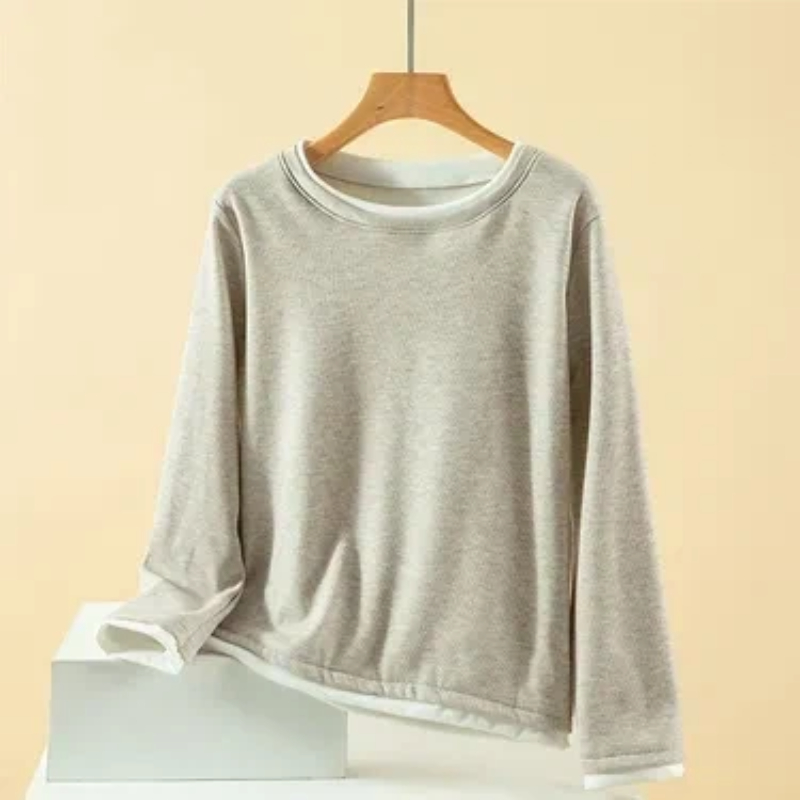 Women Plus Size Fake Two Piece - đánh giá và giá Undershirt Crew Neck